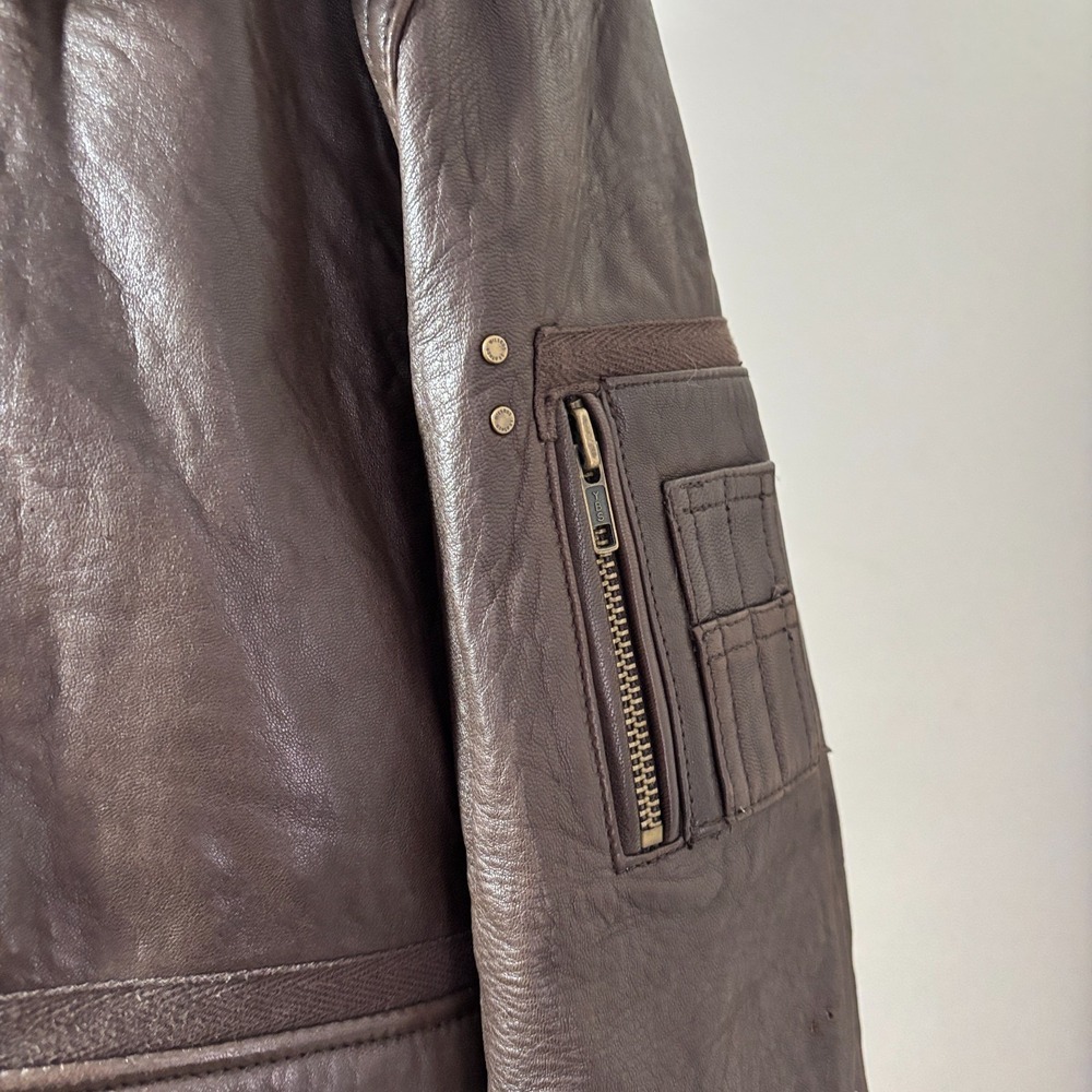 Wilsons Leather Bomber Jacket Brown Shearling Collar XL Men's Flight Style - Picture 3 of 16